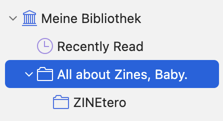 Screenshot eines Ausschnitts einer Zotero-Bibliothek.